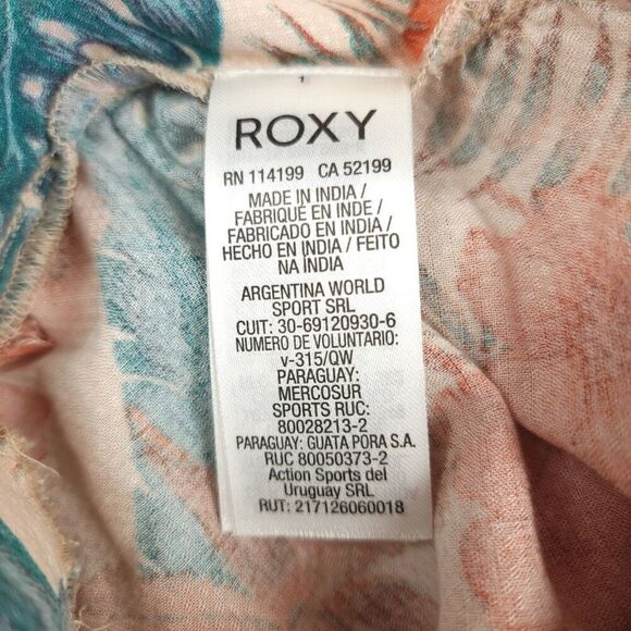 NEW Roxy Olivia Wide Leg Wrap Waist Slit Leg Flyaway Pant Tan Hawaiian Floral XS - Picture 7 of 8